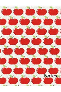 Notes: Large notebook with apples on the cover and 100 wide ruled pages for school work