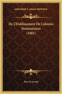 De L'Etablissement De Colonies Penitentiaires (1881)