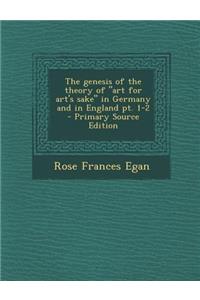 The Genesis of the Theory of Art for Art's Sake in Germany and in England PT. 1-2