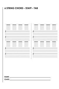 6 String Chord - Staff - Tab