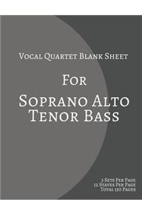 Vocal Quartet Blank Sheet For Soprano Alto Tenor Bass