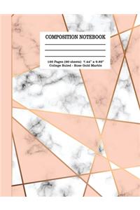 Composition Notebook 120 Pages (60 Sheets) 7.44" x 9.69" College Ruled - Rose Gold Marble