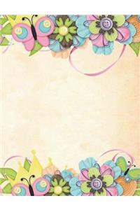 Flower Notebook Large Size 8.5 x 11 Ruled 150 Pages