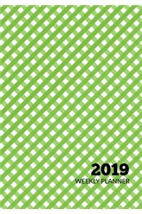 2019 Weekly Planner: Green Gingham - January 2019 Through December 2019