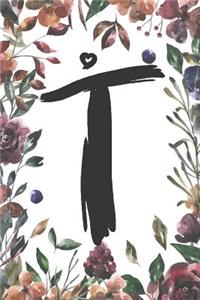 T: Classic Vintage Floral Personalized Monogram Journal T Initial