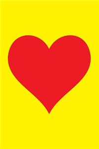 Blank Notebook - 100 Pages - Red Heart on Yellow