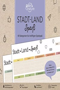 Stadt-Land-SpaÃŸ . 40 Kategorien fur kniffligen SpielspaÃŸ: Nachhaltiger, bunter Spiele-Block auf Recyclingpapier. Fur Spieleabende mit der ganze Familie