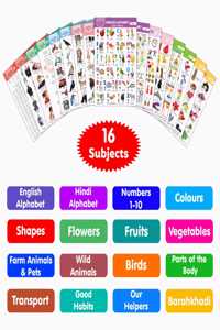 My First ALL IN ONE SPIRAL CHART ENGLISH-HINDI : With 16 Topics ( Big Fonts and Realistic Pictures) | Gift Set For Kids