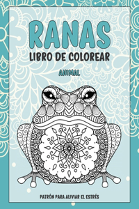Libro de colorear - Patrón para aliviar el estrés - Animal - Ranas
