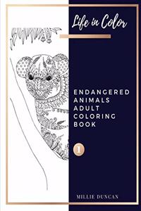 ENDANGERED ANIMALS ADULT COLORING BOOK (Book 1)