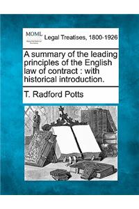 summary of the leading principles of the English law of contract