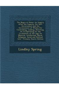 The Negro at Home: An Inquiry After His Capacity for Self-Government and the Government of Whites for Controlling, Leading, Directing, or