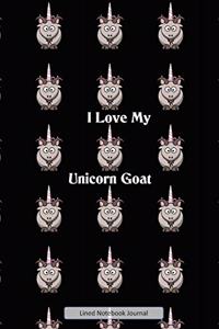 I Love My Unicorn Goat Lined Notebook Journal
