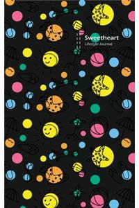 Sweetheart Lifestyle Journal, Blank Write-in Notebook, Dotted Lines, Wide Ruled, Medium Size (A5) 6 x 9 In (Black)