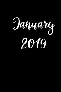January 2019 Monthly Planner Black White Fancy Font