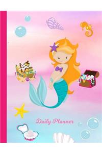 Daily Planner: 2019 - 2020 Mermaid Keyla Yearly Planner Pink & Blue Seashell Cover I January 19 - December 19 Writing Notebook Plan Days, Set Goals & Get Stuff Done