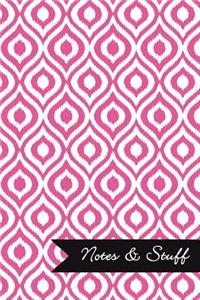 Notes & Stuff - Fuchsia Lined Notebook in Ikat Pattern