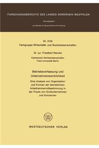 Betriebsverfassung Und Unternehmenswirklichkeit