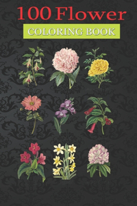 100 Flower Coloring Book