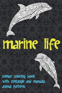 Marine life - Unique Coloring Book with Zentangle and Mandala Animal Patterns