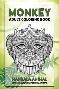 Adult Coloring Book Mandala Animal - Stress Relieving Designs Animal - Monkey