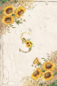 Vintage Sunflower Notebook: Sunflower Journal, Monogram Letter S Blank Lined and Dot Grid Paper with Interior Pages Decorated With More Sunflowers: Small