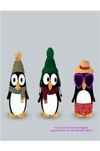 2019-2020 Cute Vacation Penguins Large Academic Year Best Monthly Planner