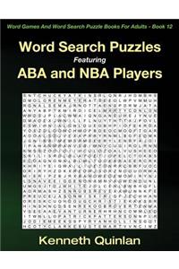 Word Search Puzzles Featuring ABA And NBA Players