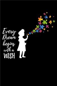 Every Dream Begins with a wish: Graph Paper Journal / Notebook / Diary Gift - 6"x9" - 120 pages - Graph Paper - 5mm x 5mm - Matte Cover