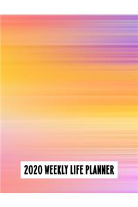 2020 Weekly Life Planner: Pink Watercolor Abstract Daily & Weekly Format Calendar for Women