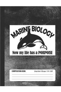 Marine Biology Now My Life Has A Porpoise Composition Book