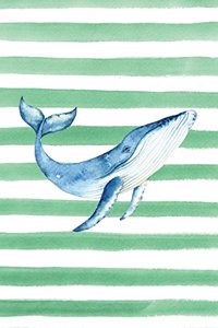 Blue Whale Watercolor Stripe Journal, Graph Paper
