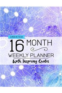 Undated 16 Month Weekly Planner
