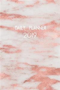 Daily Planner 2019: Rose Gold Marble. One Page Per Day. Daily Diary Planner Jan 2019 - Dec 2019