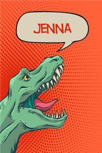 Jenna: Personalized Dino Drawl and Write, Writing Practice Paper for Kids Notebook with Lined Sheets and Space to Doodle for K-5 Students 120 Pages 6x9