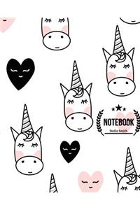 Notebook: heart Unicorn: Journal Dot-Grid, Graph, Lined, Blank No Lined: Book: Pocket Notebook Journal Diary, 120 pages, 8" x 10" (Blank Notebook Journal)