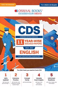 Oswaal CDS Combined Defence Services Yearwise (2018-2023) 11 Solved Papers English (For 2023-24 Exam)
