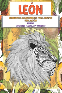 Libros para colorear Zen para adultos Relajación - Establecer mandalas y patrones - Animal - León