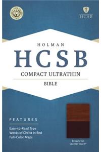 HCSB Compact Ultrathin Bible, Brown/Tan Leathertouch