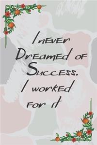 I never dreamed of success. I worked for it