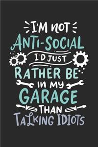 I'm Not Anti-social I'd Just Rather Be In My Garage Than talking Idiots