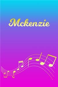 Mckenzie: Sheet Music Note Manuscript Notebook Paper - Pink Blue Gold Personalized Letter M Initial Custom First Name Cover - Musician Composer Instrument Com