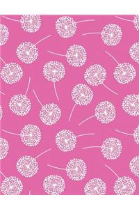 My Big Fat Bullet Journal Dandelions on Pink: Jumbo Sized Dot Style Bullet Journal Notebook - 300 Plus Numbered Pages with 300 Dot Grid Pages, 6 Index Pages and 2 Key Pages in Large 8.5 X 11 Size