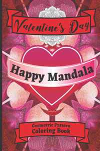 Valentine's Day Happy Mandala Geometric Pattern Coloring Book