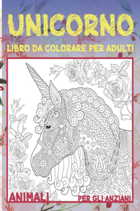 Libro da colorare per adulti - per gli anziani - Animali - Unicorno