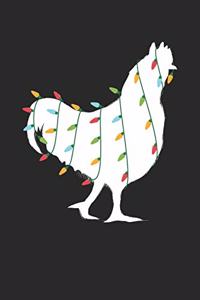 Christmas Notebook 'Chicken with Christmas Lights' - Christmas Gift for Animal Lover - Christmas Lights Chicken Journal