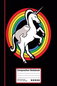 Magical Unicorn Sloth Friendship Rainbow Composition Notebook