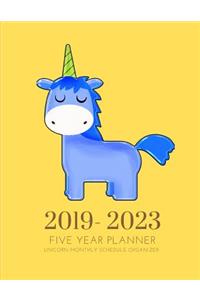 2019-2023 Five Year Planner Unicorn Goals Monthly Schedule Organizer