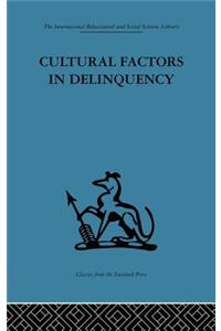 Cultural Factors in Delinquency