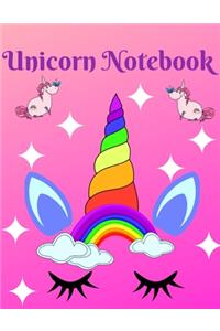 Unicorn Notebook: Wide Ruled Lined Paper Notebook for Girls